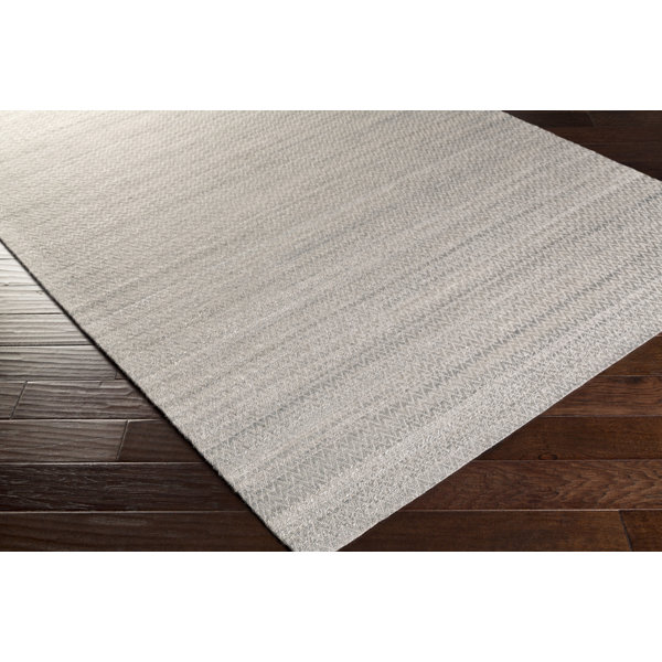 Highland Dunes Brewster Chevron Handmade Flatweave Wool Gray Area Rug